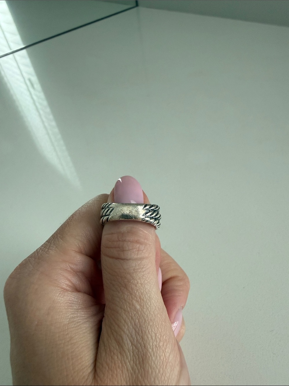 David Yurman Two-Tone Gold and Silver Crossover Ring - Picture 3 of 6